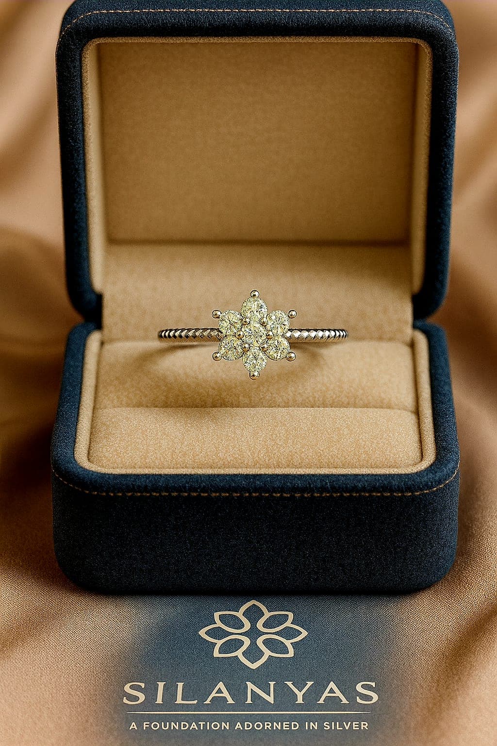 Floral Cluster Silver Ring