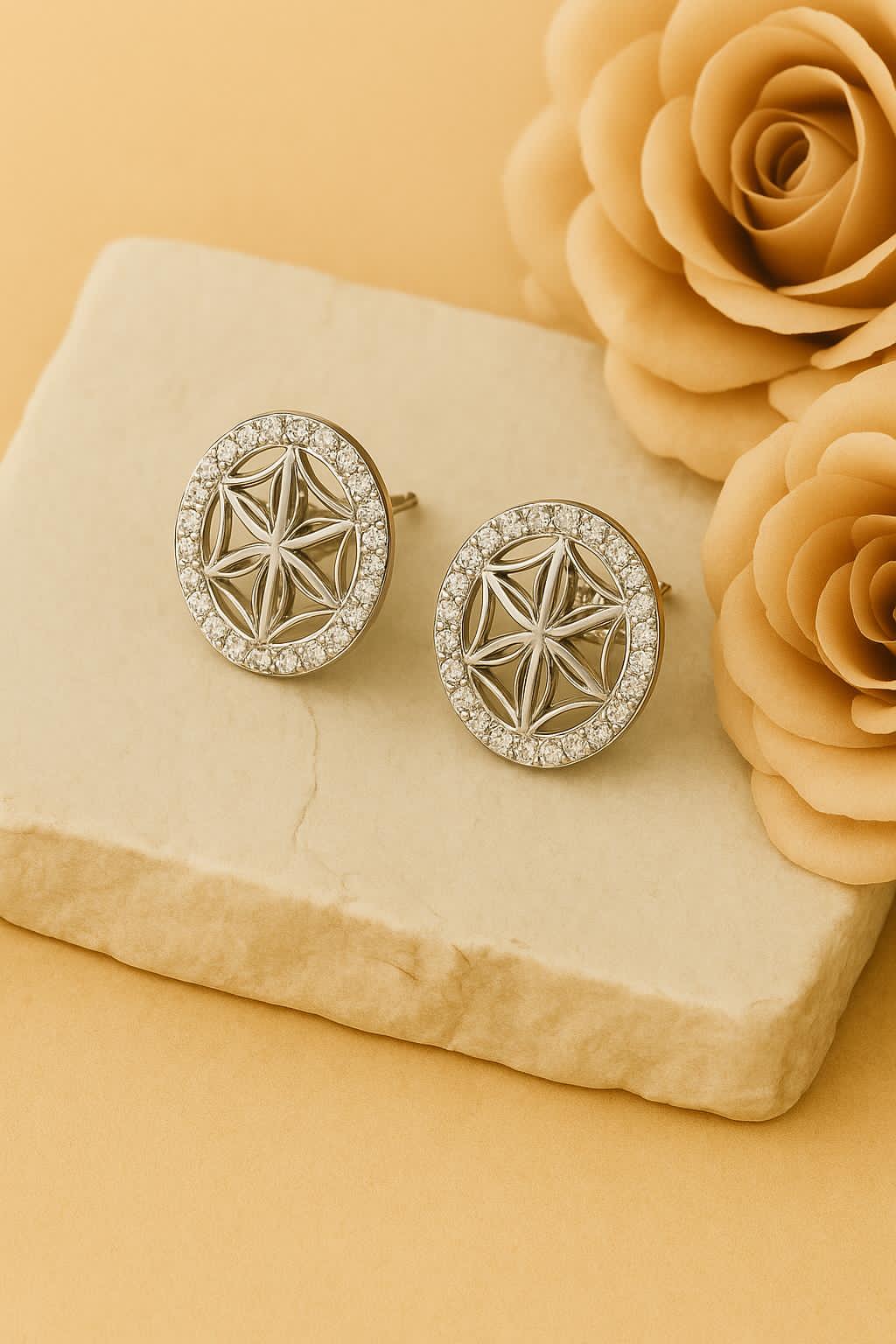 Sparkling Floral Mandala Earrings