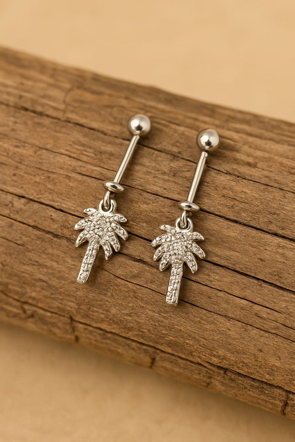 Palm Tree Silver Helix Earrings