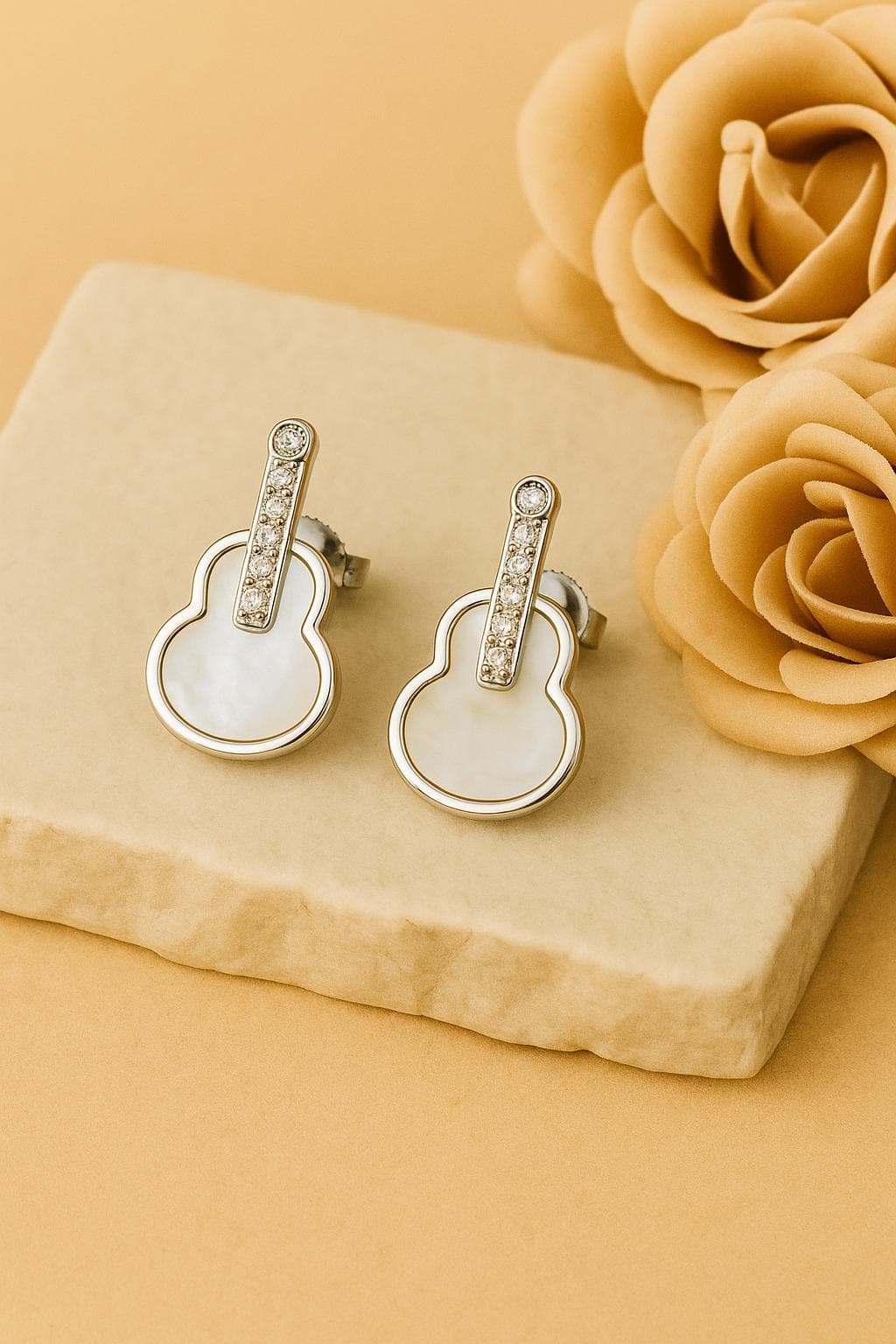 Silver Guitar Stud Earrings