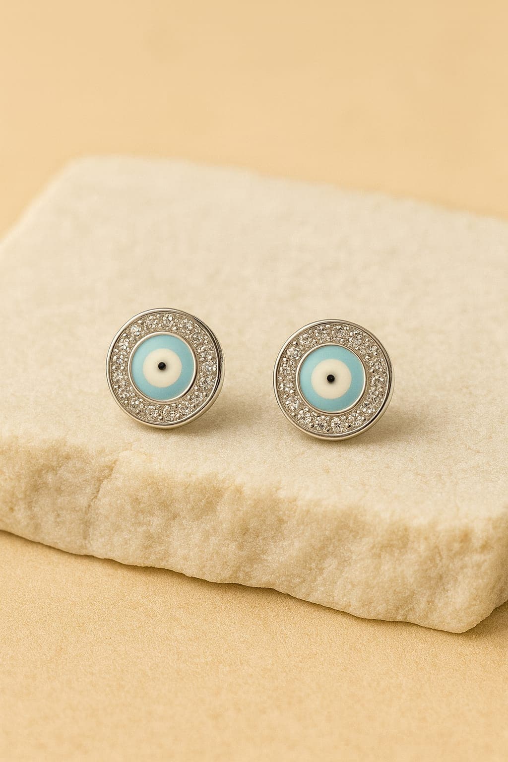 Silver Evil Eye Studs
