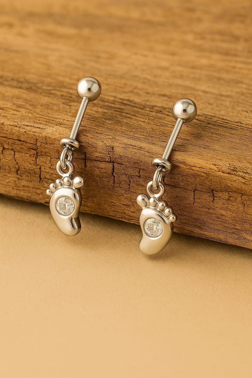 Silver Baby feet Helix Earrings